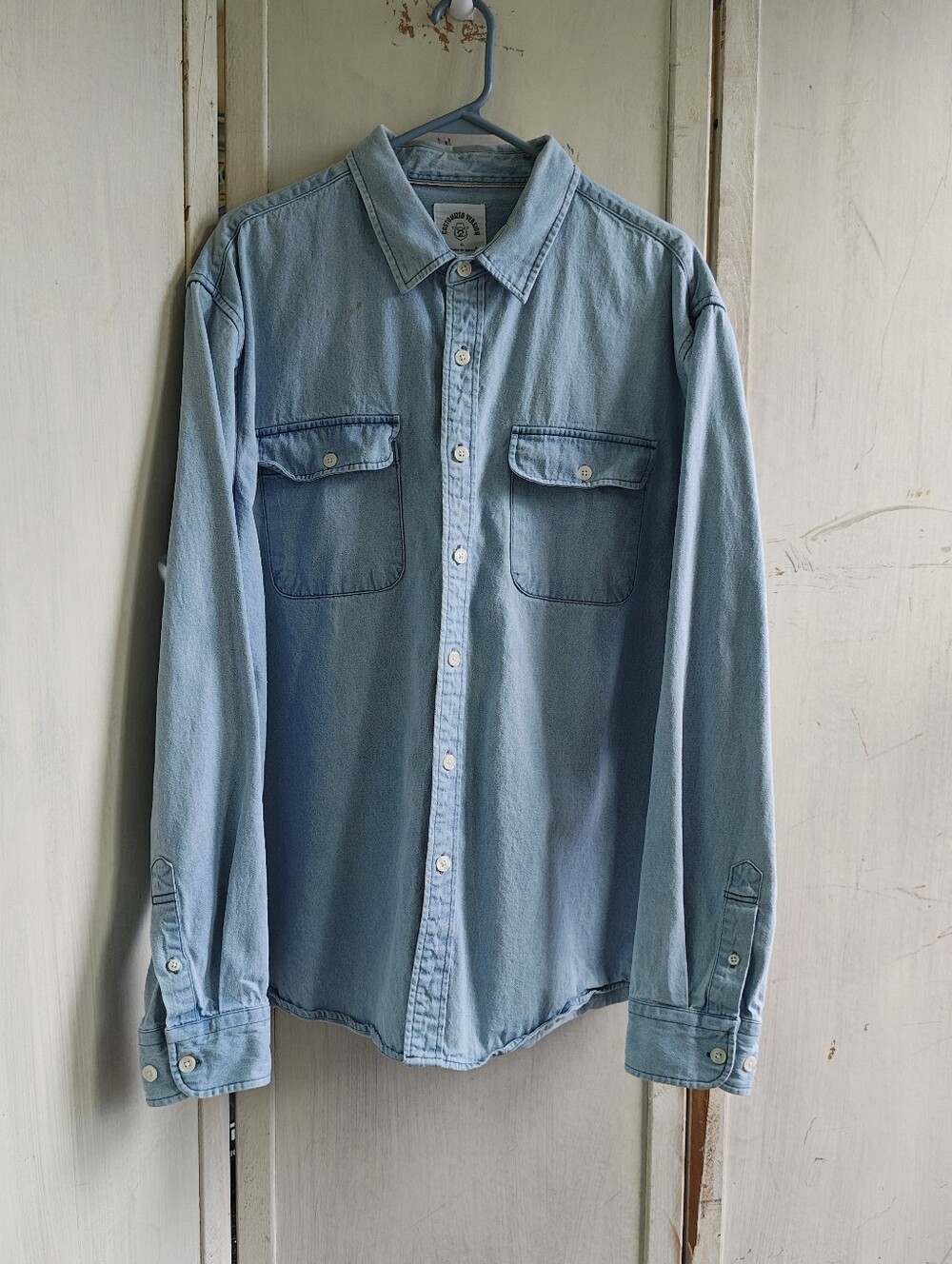Customized Version Men’s XL Light Blue Denim Shacket Work Shirt Jacket